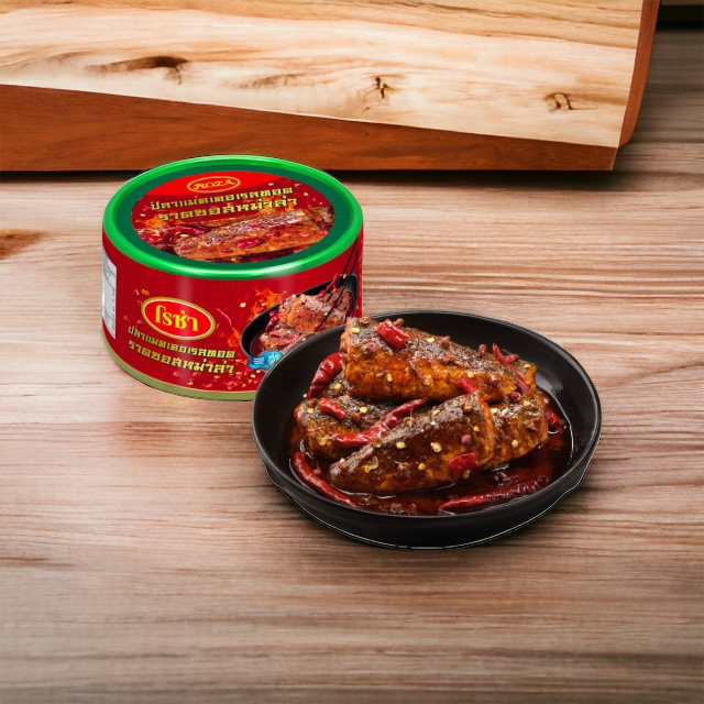 New product ROZA Brand's popular Spicy Mala Sauce Fried Mackerel canned fish from Thailand