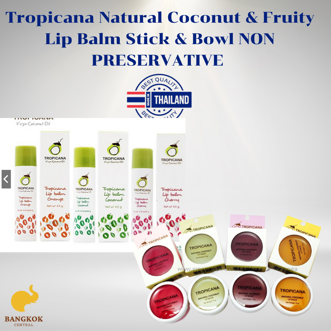 Tropicana Natural Coconut & Fruity Lip Balm Stick & Bowl NON PRESERVATIVE