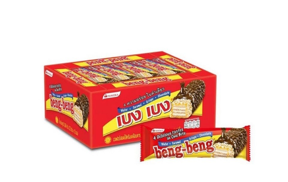 BENG BENG Wafer Chocolate 25 g 12 pcs Chocolate coated wafers Stuffed with caramel, sweet and delicious