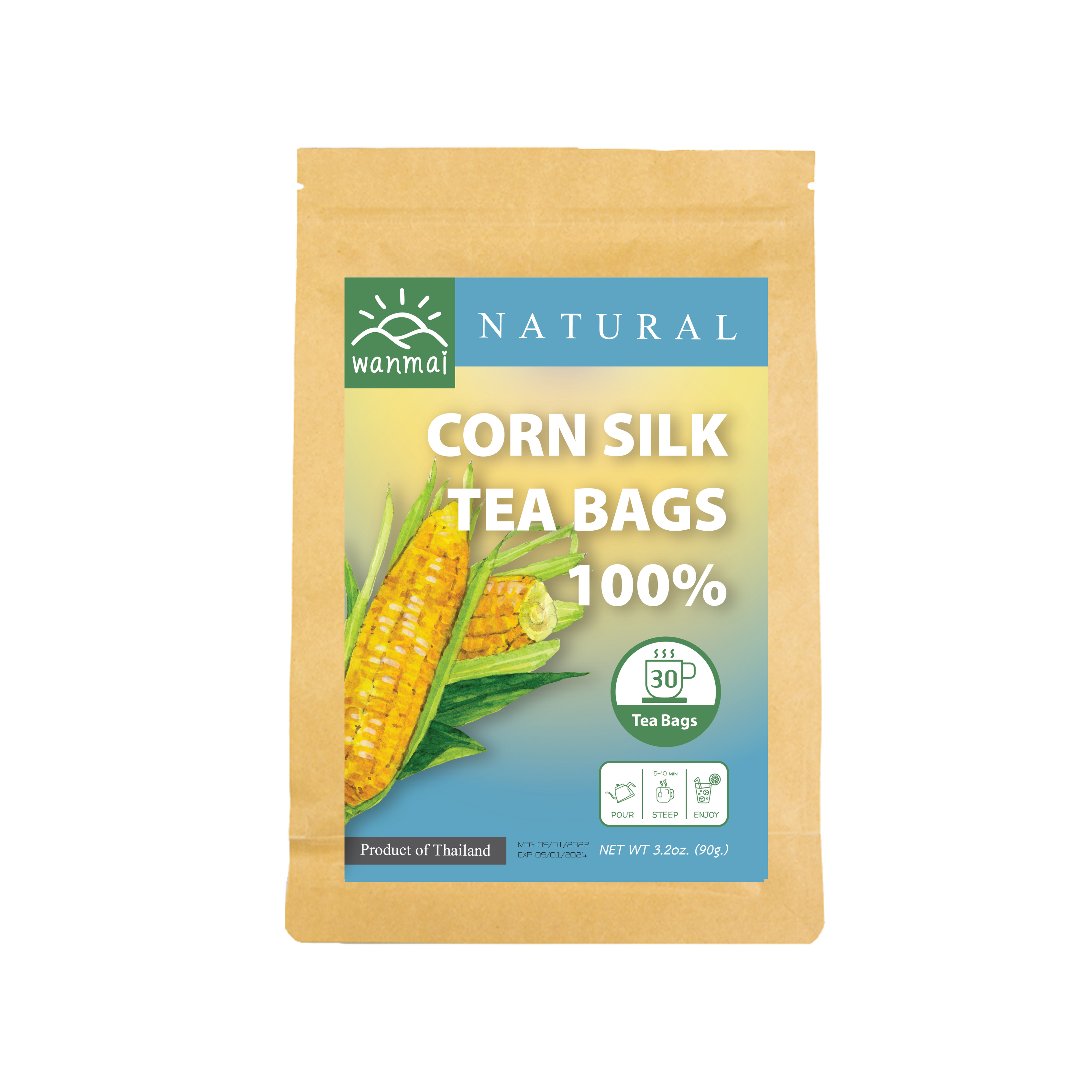 WANMAI29 Corn Silk Tea Supports Vegan and Ketogenic Diets 100% Real Herb in Kraft Steeping Bag