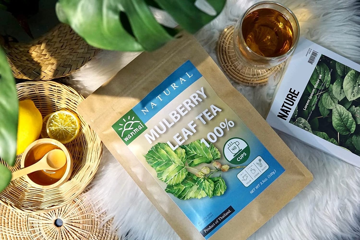 WANMAI29 Mulberry Leaf Tea Supports Vegan and Ketogenic Diets 100% Real Herb in Kraft Steeping Bag