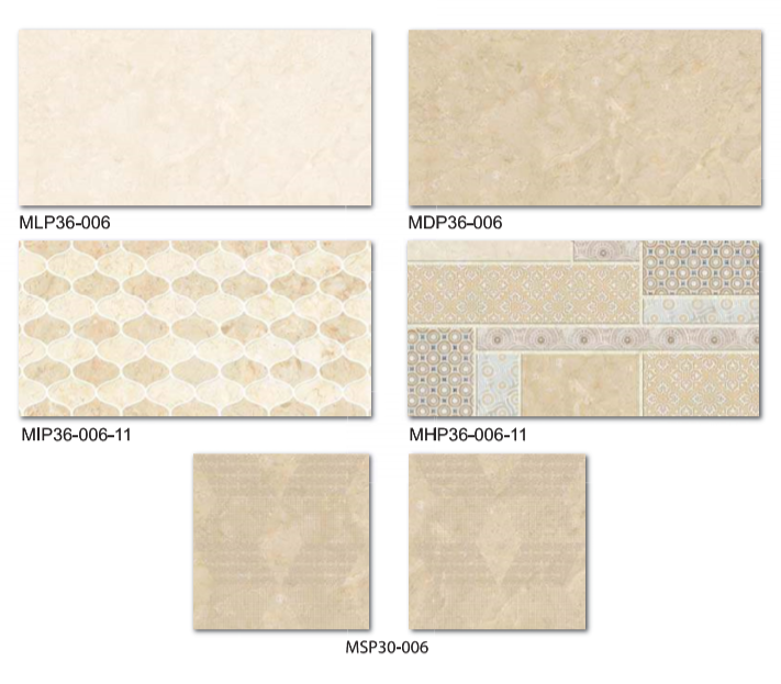 THACHBAN Ceramic Tiles Wall Tiles Interior Tiles Set 36006- MATT Surface 300 X 600mm Gray Yellows / Golds