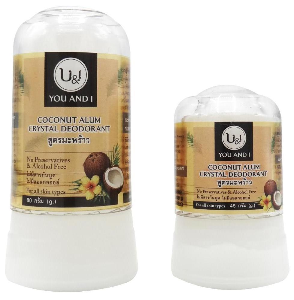 Coconut Natural Stick Deodorant Crystal Alum 45g-80g Made From 100% Natural