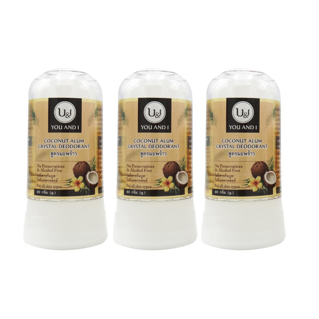 Coconut Natural Stick Deodorant Crystal Alum 45g-80g Made From 100% Natural