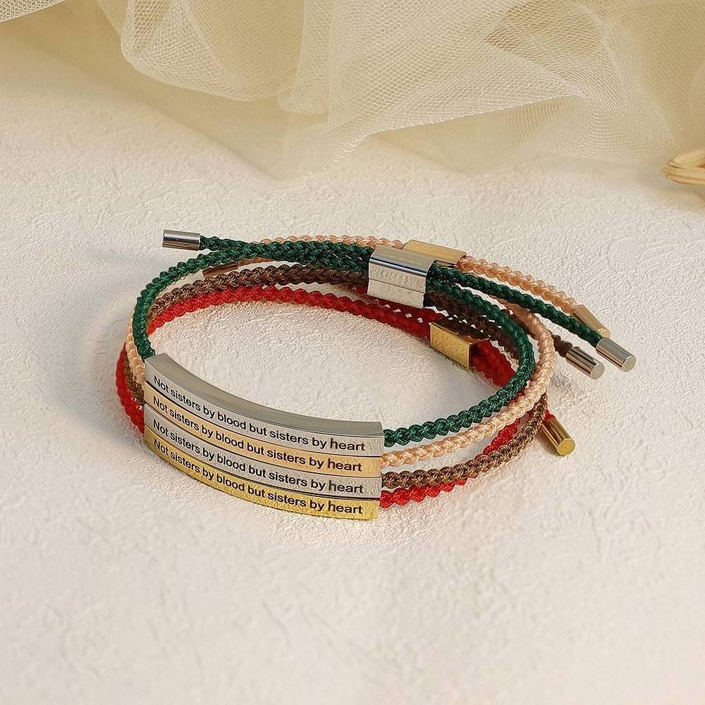 European and American popular colorful braided rope bracelet friendship customs engraved bracelet stainless steel bracelet