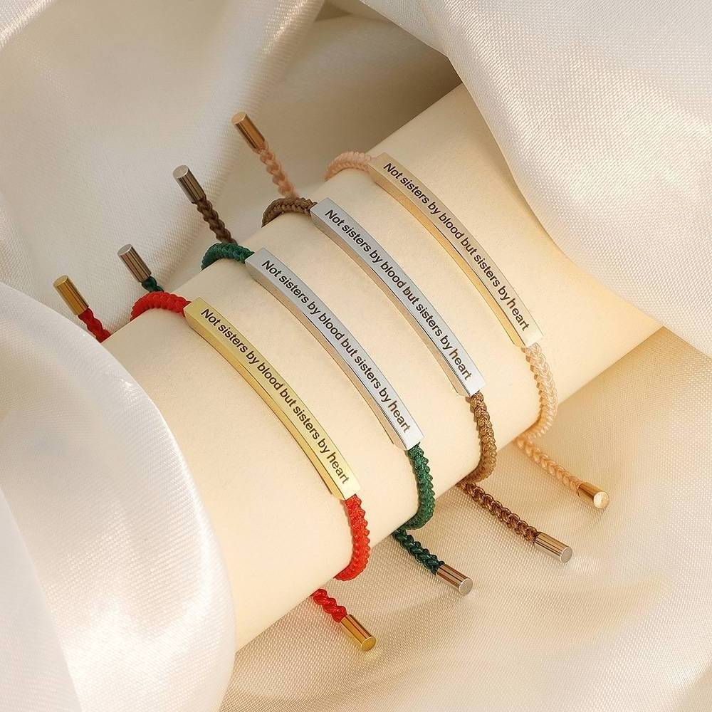 European and American popular colorful braided rope bracelet friendship customs engraved bracelet stainless steel bracelet