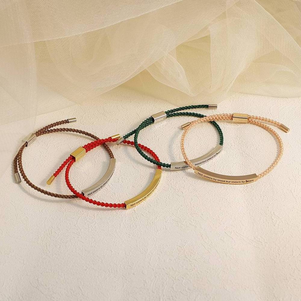 European and American popular colorful braided rope bracelet friendship customs engraved bracelet stainless steel bracelet