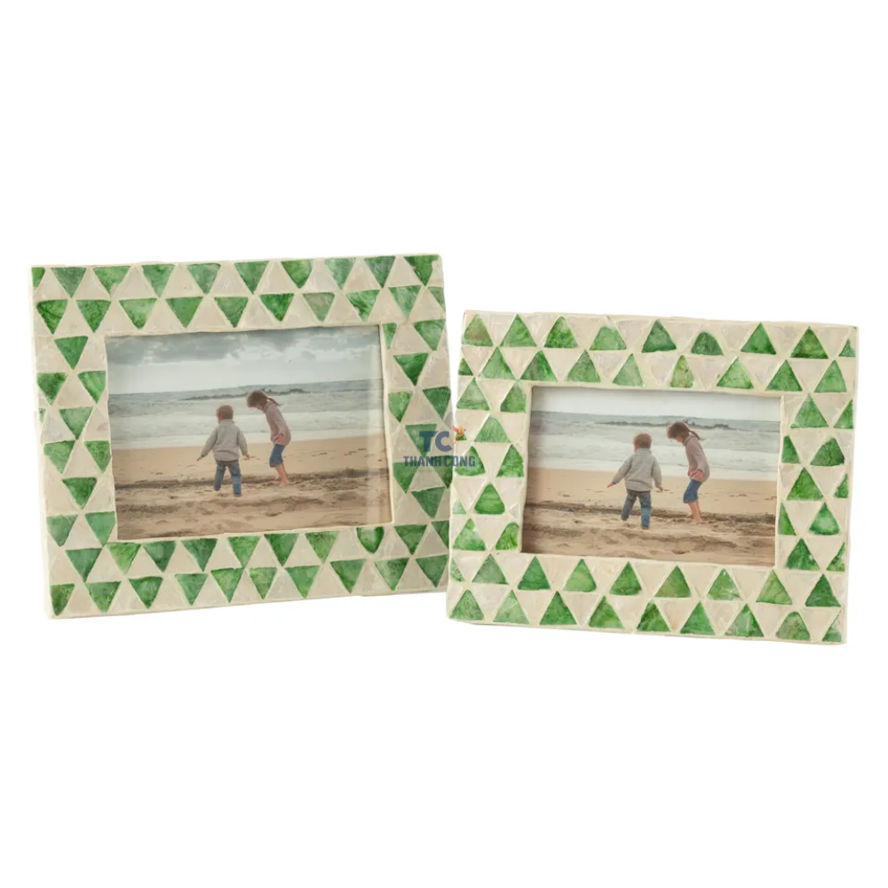 Hot Selling custom sizes table photo frame in mother of pearl inlay handmade wholesale capiz shell picture frame moulding