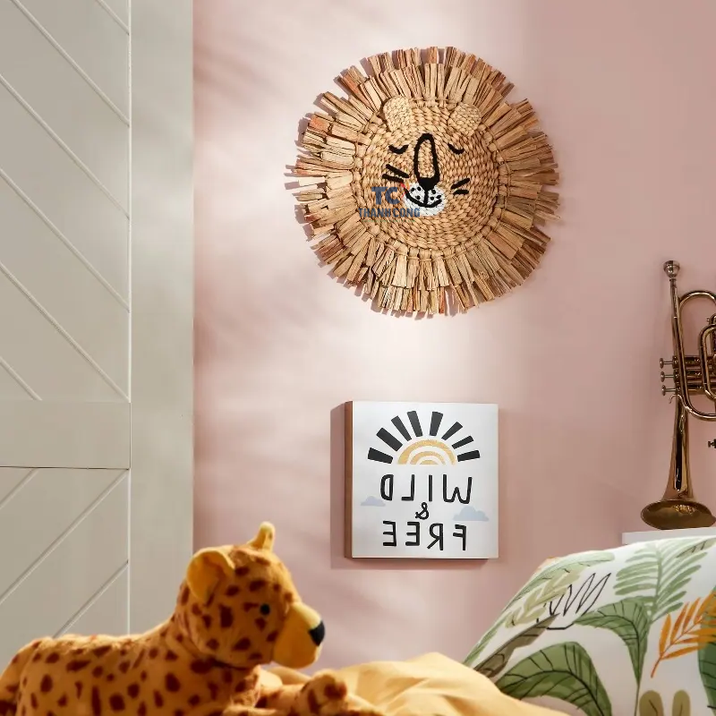 Wholesales Lion Head Wall Hangings For Kids Bedroom Water Hyacinth Animal Cartoon Head Home Decor From Vietnam