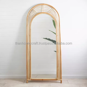 Great hand vintage rattan wicker arch full length floor mirror dressing mirror