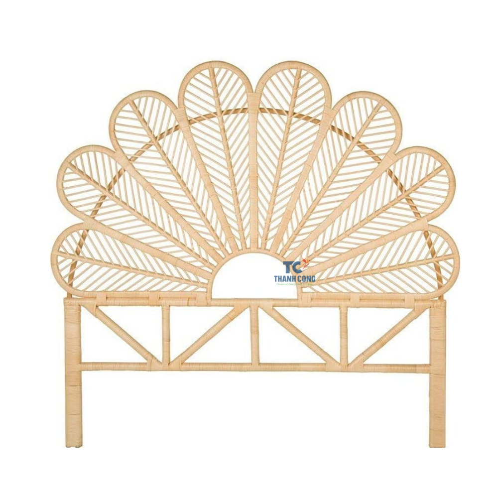 Boho Style Adjustable Bed Head Natural Rattan Flower Shape Handmade Headboard for Bedroom Decoration