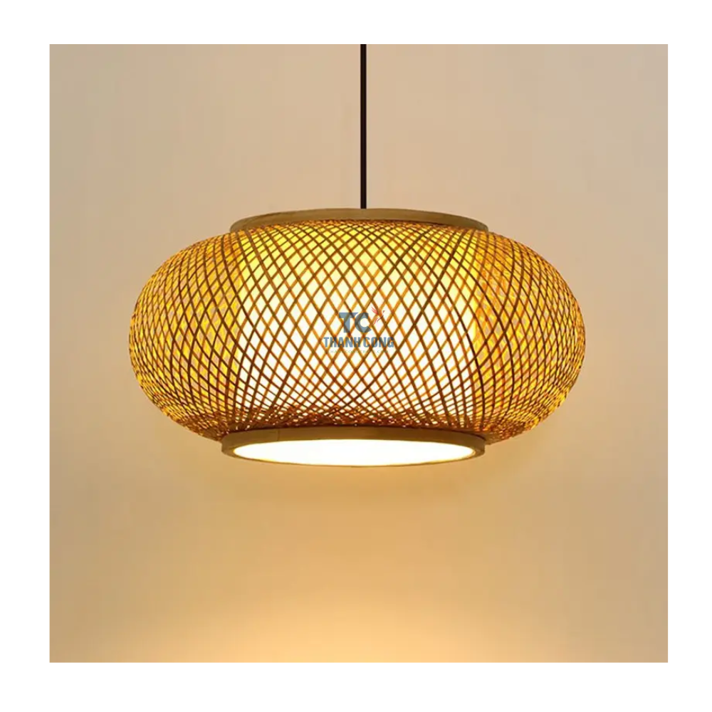 Best Selling Industrial Conch Lampshade Natural Bamboo Rattan Lamp Handmade Vintage Rattan Chandelier Light for Farmhouse