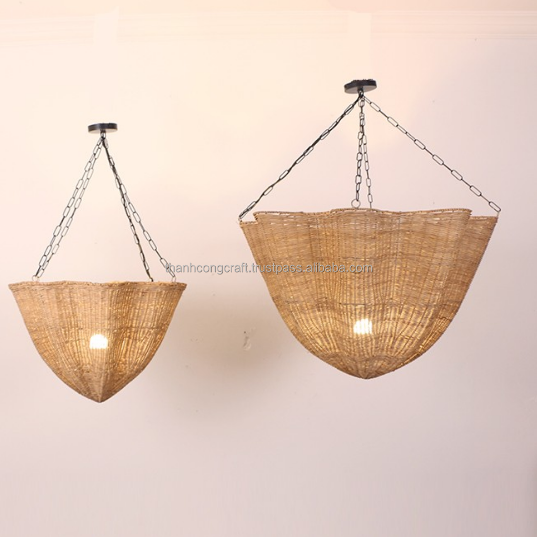 Woven Rattan Pendant Light Fixture Natural Bamboo Lampshade Chandelier Wicker Ceiling Light