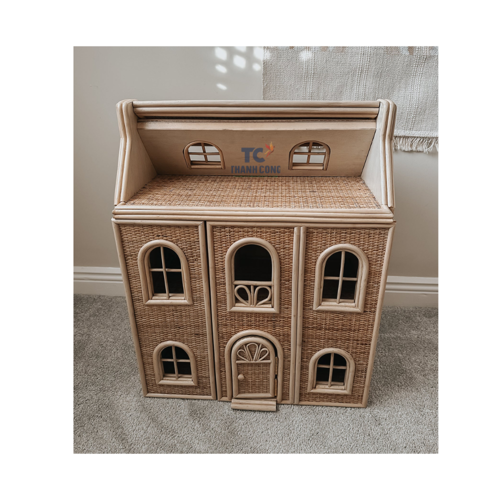 Eco Friendly Rattan Dollhouse Handmade Traditional Boho Children Kids Room Furniture Vietnam Supplier Wholesales