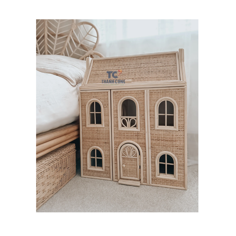 Eco Friendly Rattan Dollhouse Handmade Traditional Boho Children Kids Room Furniture Vietnam Supplier Wholesales