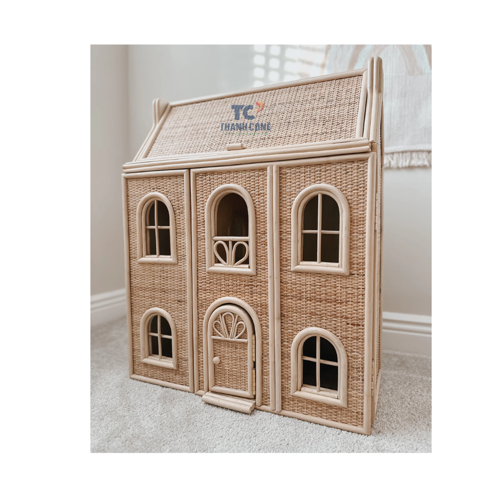 Eco Friendly Rattan Dollhouse Handmade Traditional Boho Children Kids Room Furniture Vietnam Supplier Wholesales