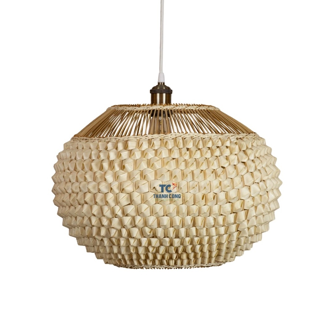 Natural Eco-friendly Lamp Boho FSC Rattan Lampshade Pendant Light Chandelier Wicker Rattan Light Fixture for Kitchen Island