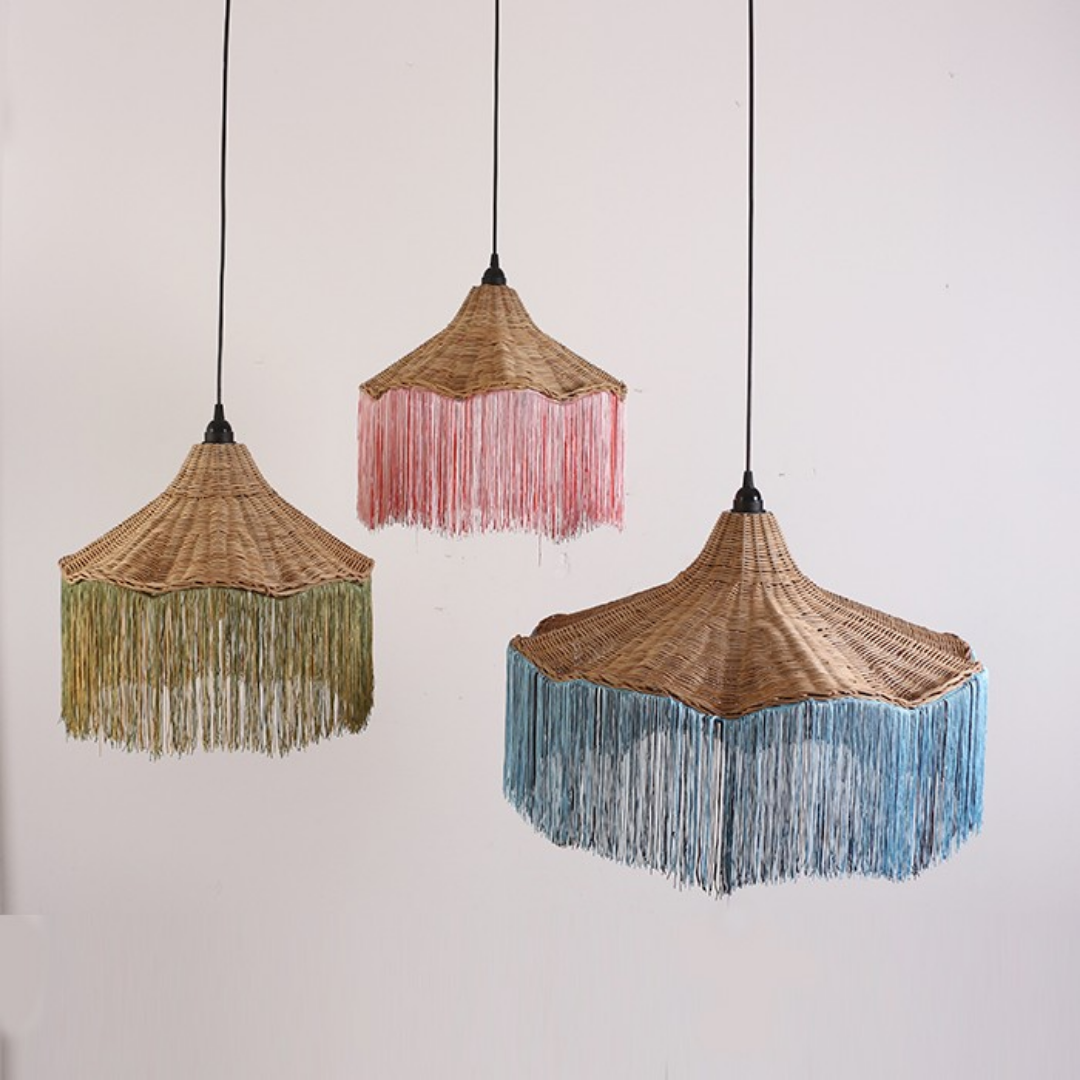 Hot Selling Farmhouse Rattan Grass Bamboo LampShade Ceiling Bamboo Lights Rustic For Wholesale