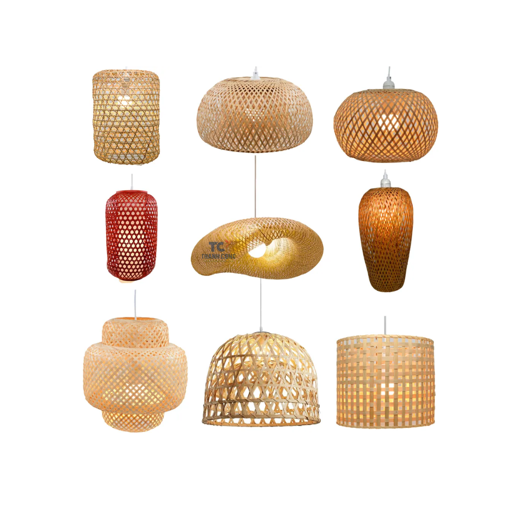 Modern Natural Bamboo Lampshade Led Lights Rattan Ceiling Light Wood Pendant Lamp Cheapest Price