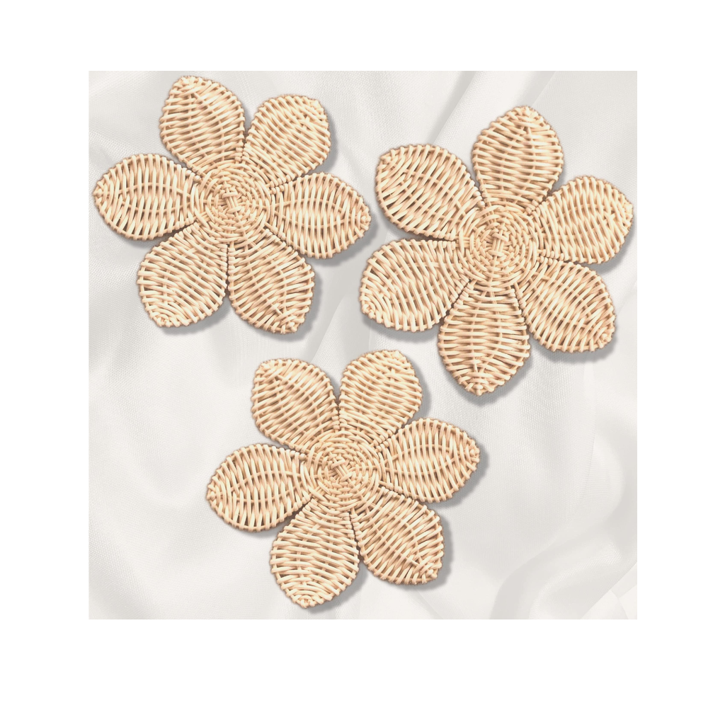 Rattan Wall Flower Nursery Decor Wall Hangings Decoration Accessories Set Of Rattan Flower