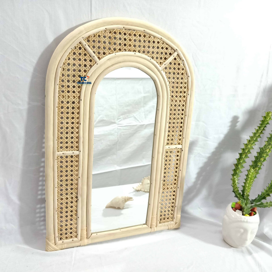 Vietnam Cheap Products Wall Decoration Rattan Mirrors Frames Wall Mounted Metal Frame Bathroom Wooden