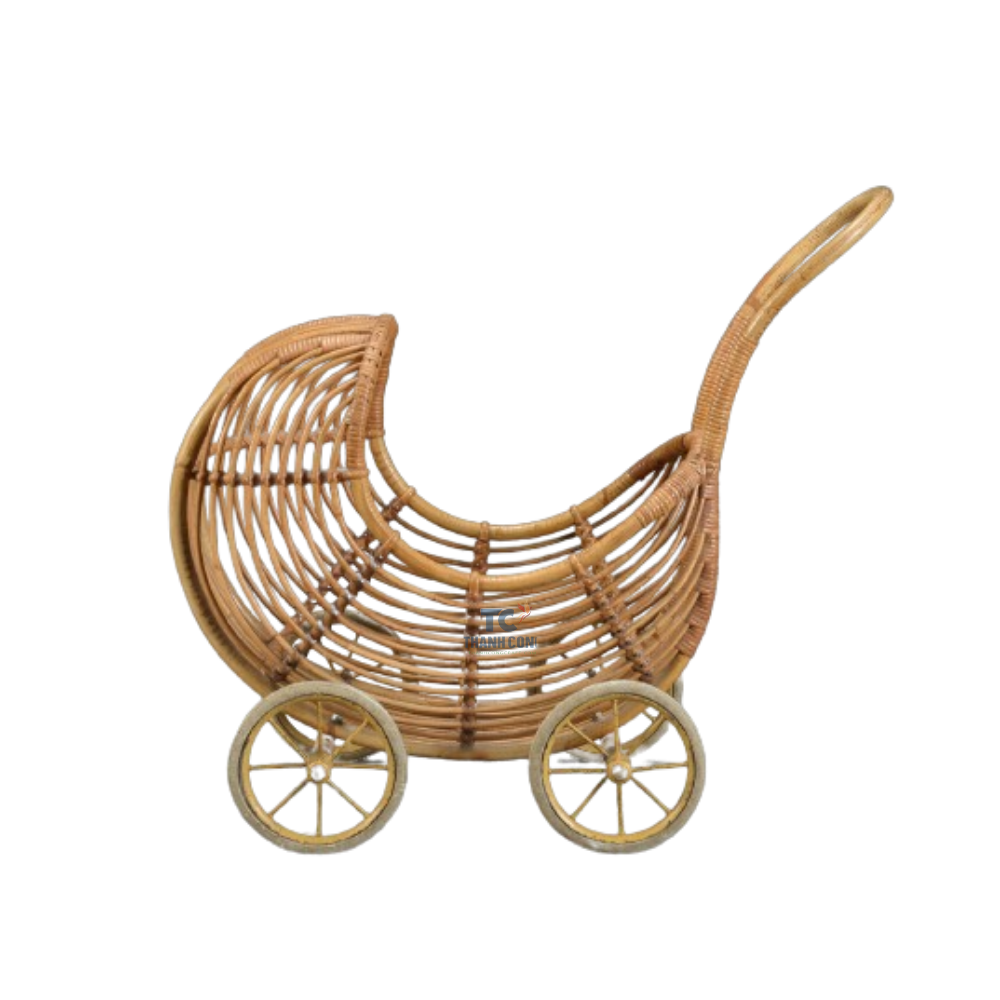 Natural wicker doll pram rattan cart prams for dolls kids toys imaginative play baby strollers wholesale