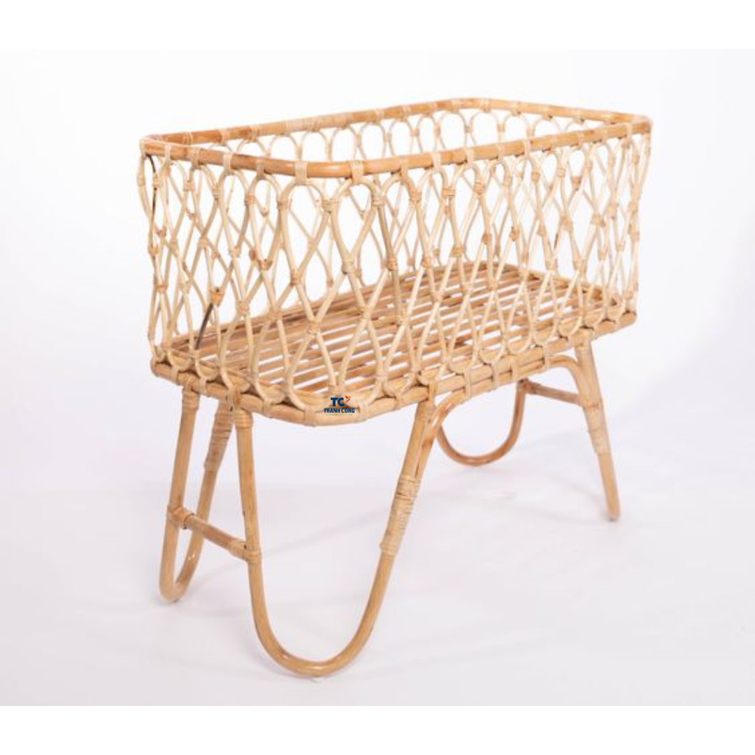 Eco Friendly Kids Baby Cribs Bassinet Rattan Baby Doll Crib Doll Kids Furniture Rattan Doll Crib