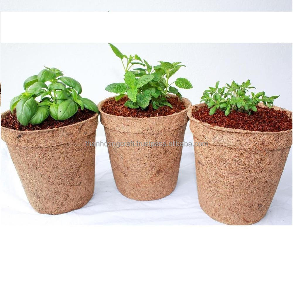 Hot trending Round coconut fiber pots/ Square coco coir pot for plants