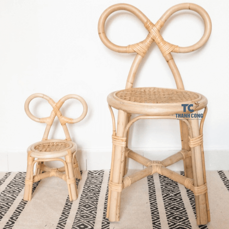 TOP Handmade Bow Rattan Baby Chair Hot Children Party Chair Outdoor