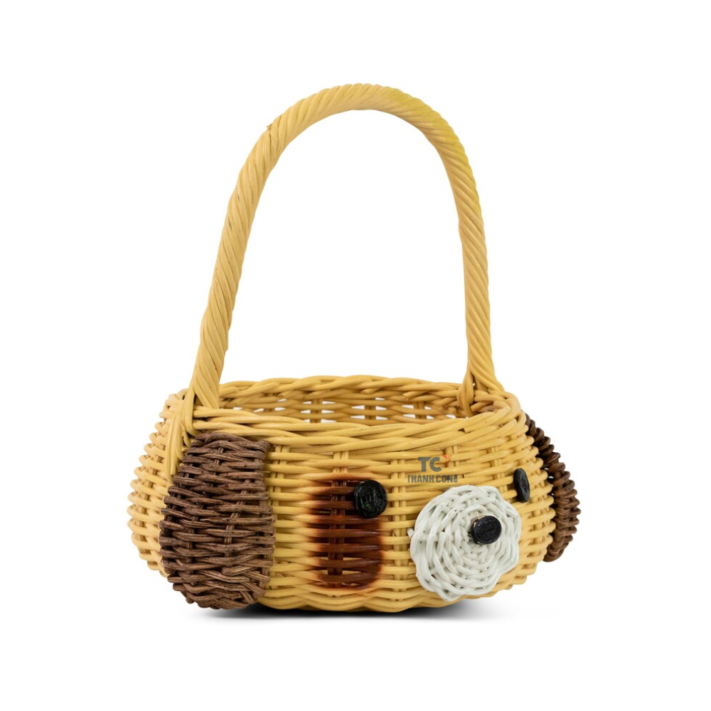 Hand Woven Dog Rattan Easter Basket Decorative Home Decor Shelf Organizer Storage Cute Handmade Handcrafted Gift