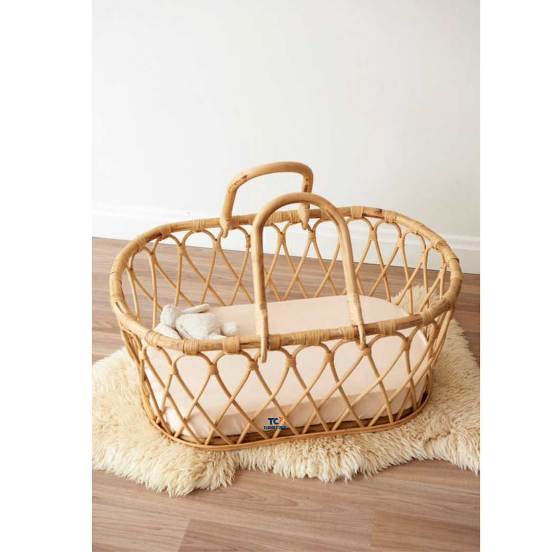 Genuine Indian Handmade rattan wicker Dolly bassinet also baby crib for new born baby items furniture Available In wholesale