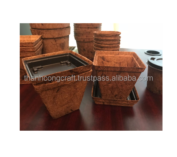 Hot trending Round coconut fiber pots/ Square coco coir pot for plants