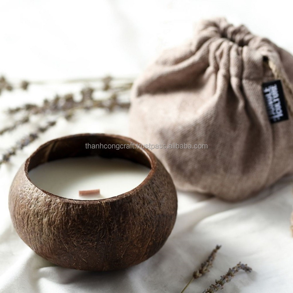 Natural Vietnam Healthy Woodwick Handmade Coconut Bowls Small Shell Candle Scented Candles