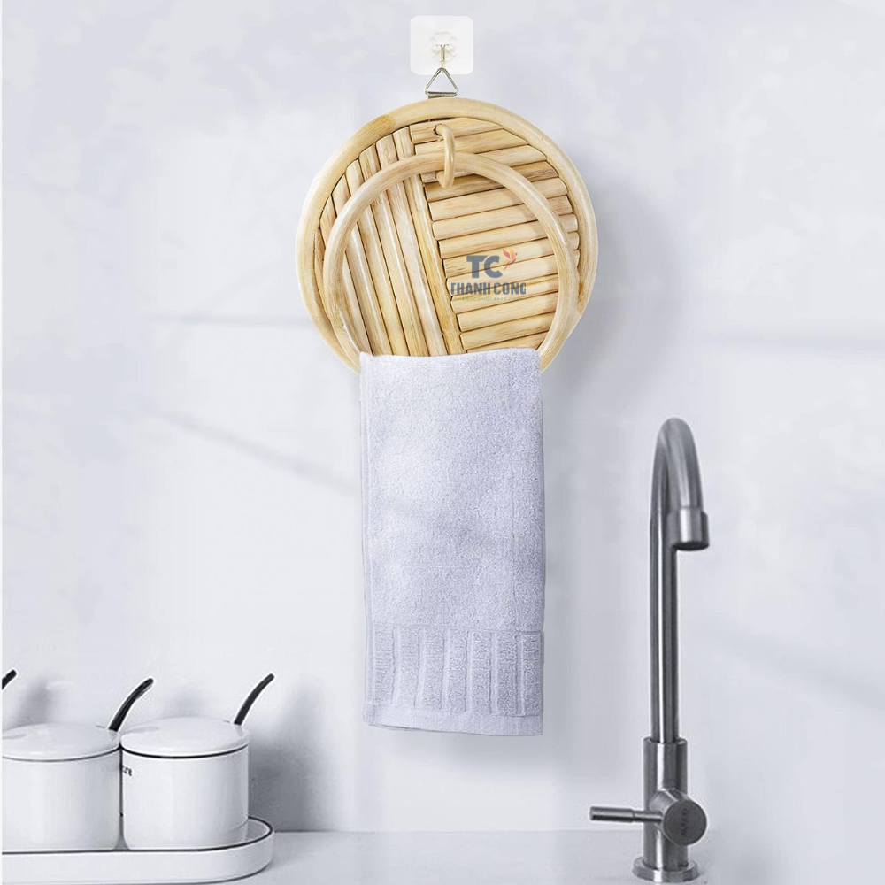 Circle  Wall Hanging Towel Rack Accessories Hand Towel Rack Shelf Sets Rattan Holder Rack For Towels