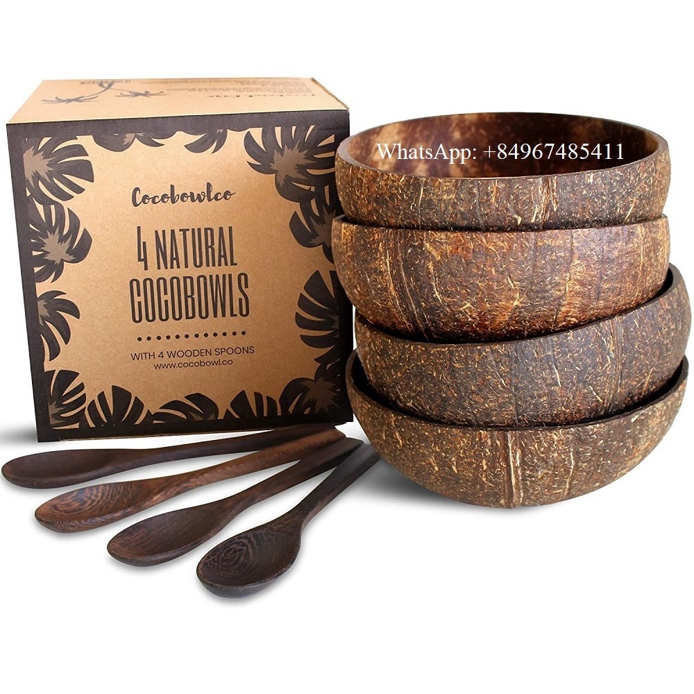 Best selling products 2020 FBA Amazon Stocked Natural Coconut Shell Bowls Set