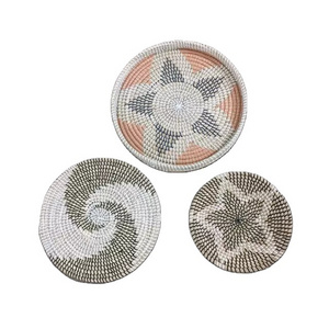 Seagrass wicker wall basket plate decor/african Star details boho wall decor for home decor