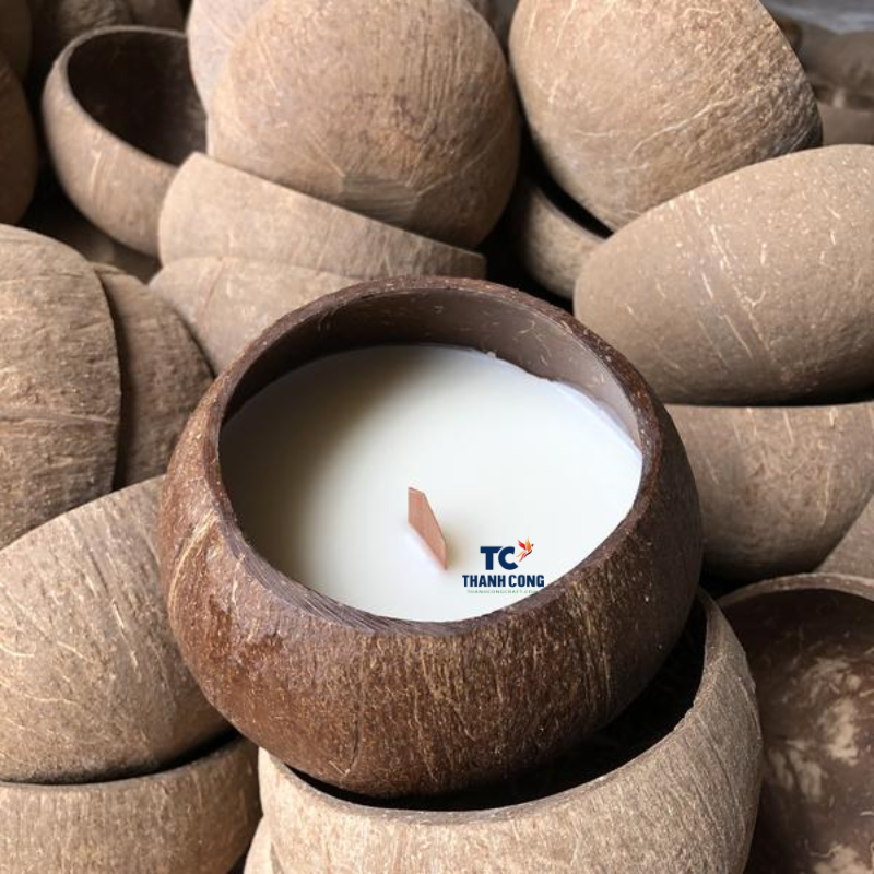 Natural Vietnam Healthy Woodwick Handmade Coconut Bowls Small Shell Candle Scented Candles