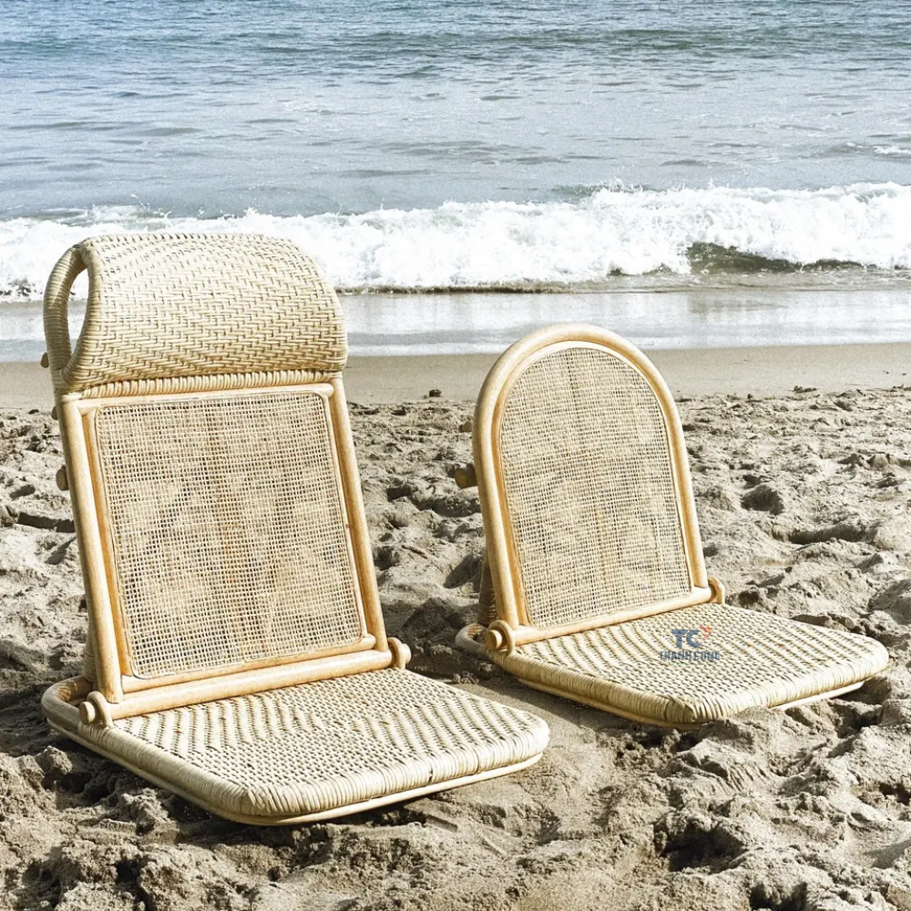 Rattan Portable Chair Beach Rattan Chair 3 Adjustable Levels Lounge Sun Relax Rattan Chair Outdoor Furniture