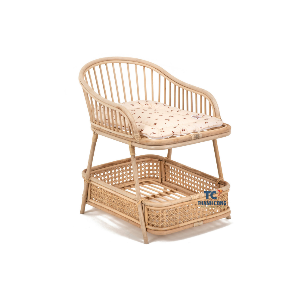 Hot Sale Hand-woven Healthy Eco-friendly Bassinet Crib Natural Rattan Wicker Newborn Baby Change Table