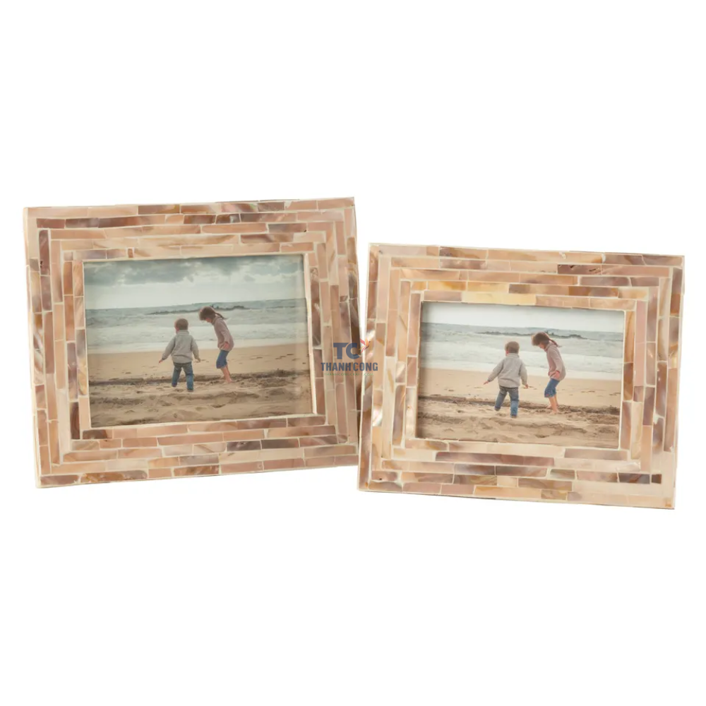 Hot Selling custom sizes table photo frame in mother of pearl inlay handmade wholesale capiz shell picture frame moulding