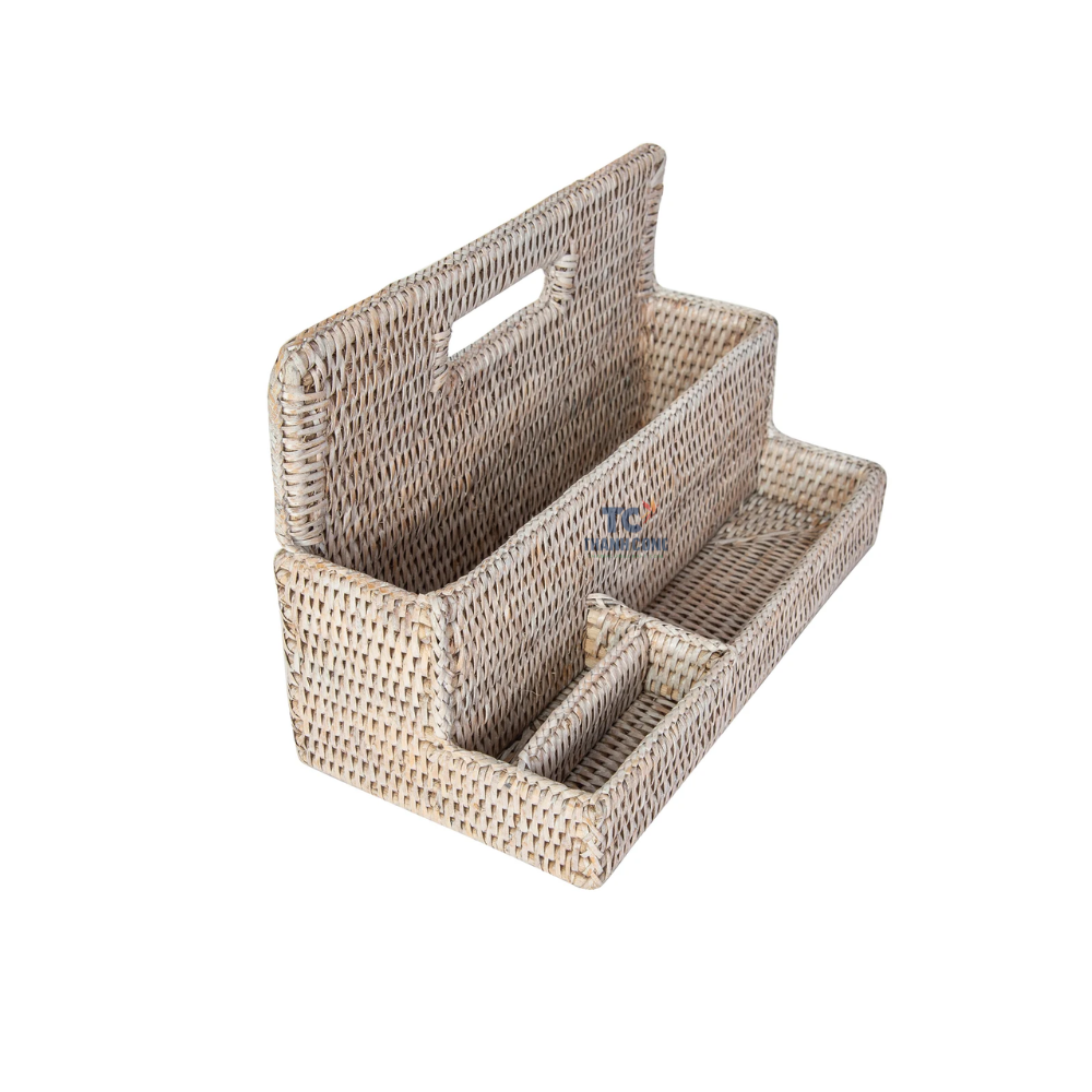 Wholesales Handmade Rattan Standing Stationary Sorter Desk Organizers Large Capacity Pen Holder