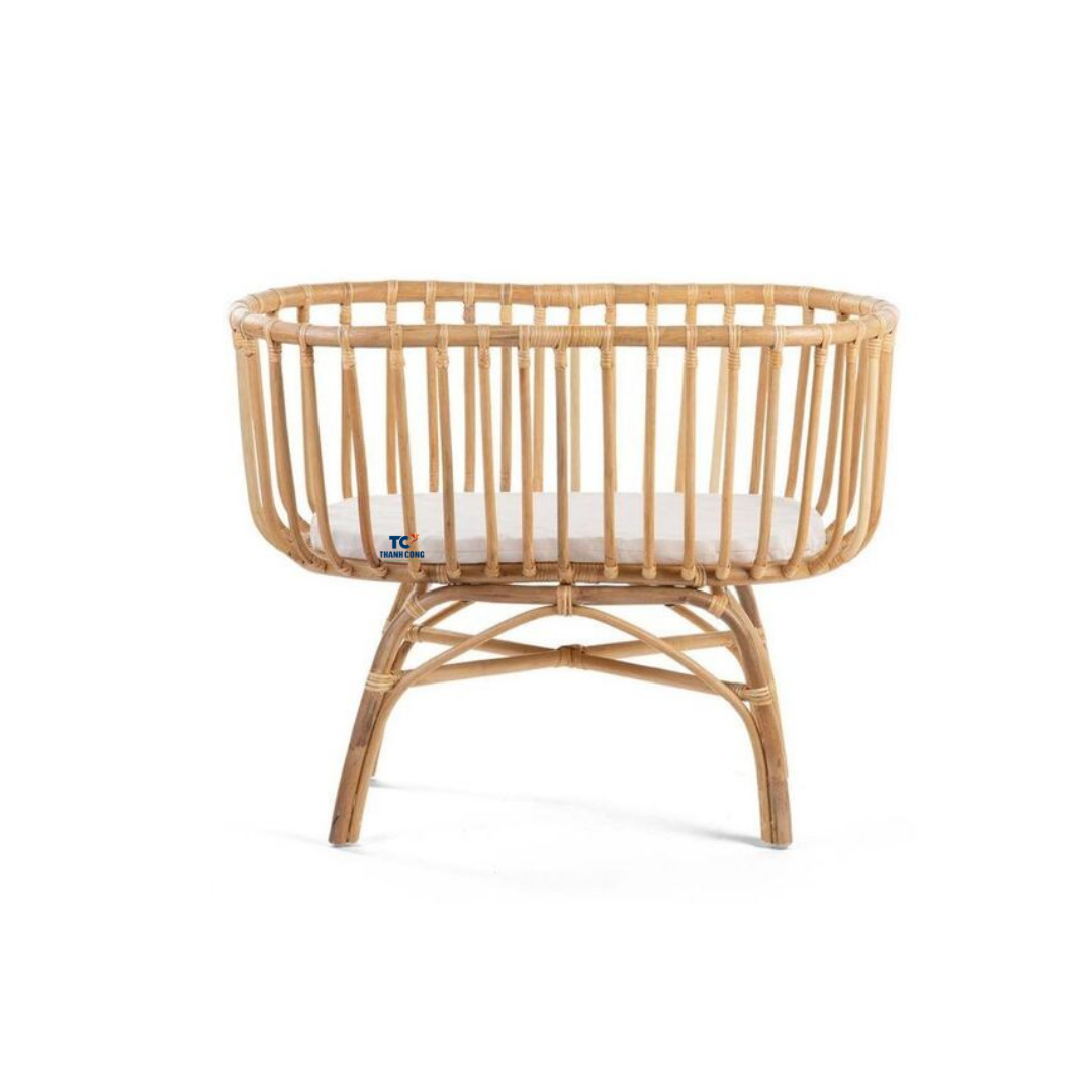 Eco Friendly Kids Baby Cribs Bassinet Rattan Baby Doll Crib Doll Kids Furniture Rattan Doll Crib