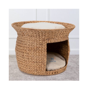 Handmade Water Hyacinth Luxury Pet Soft Bed Rattan Pet House Woven Cat & Dog Sleeping Basket Beds Eco Friendly Products