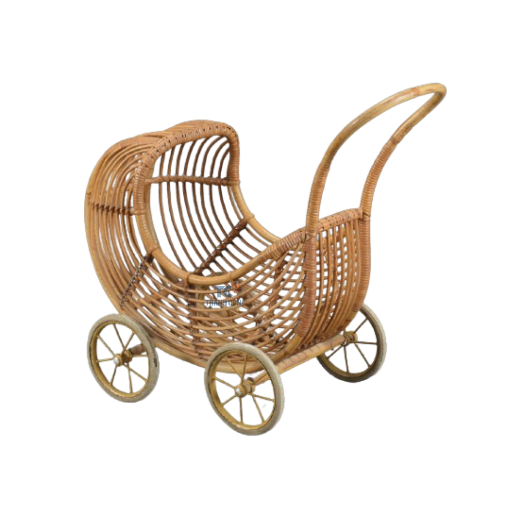 Natural wicker doll pram rattan cart prams for dolls kids toys imaginative play baby strollers wholesale