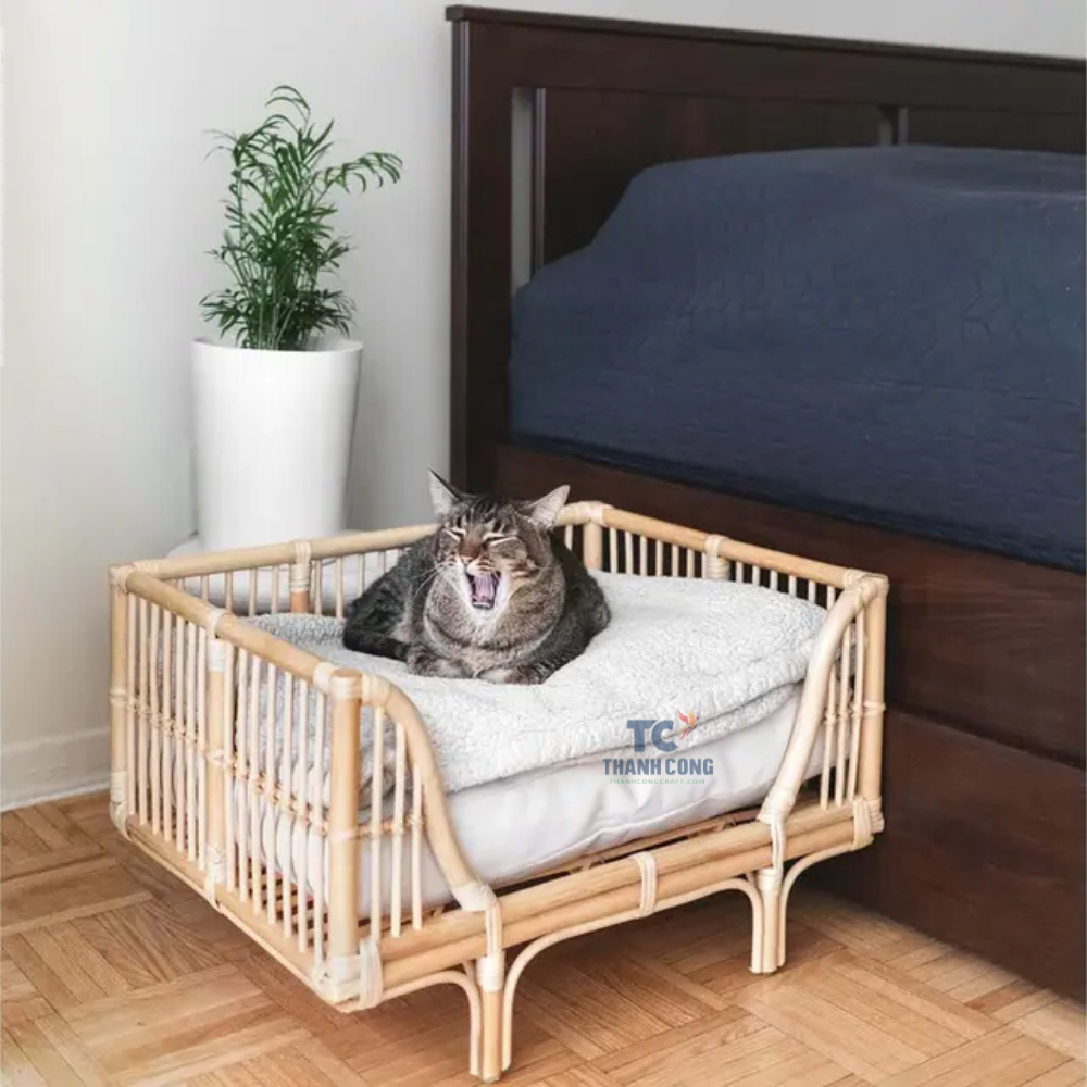 Trending Elegant Rattan Puppy Natural Rattan Pet Bed Indoor Rattan Dog Bed Suppliers