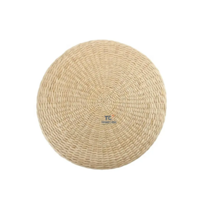 Handwoven Natural Round Water Hyacinth Ottoman Rustic Decor Cushion Water Hyacinth Straw Pouf Japanese Styles