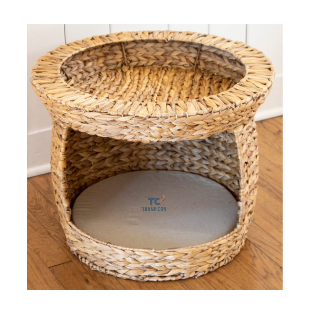 Handmade Water Hyacinth Luxury Pet Soft Bed Rattan Pet House Woven Cat & Dog Sleeping Basket Beds Eco Friendly Products