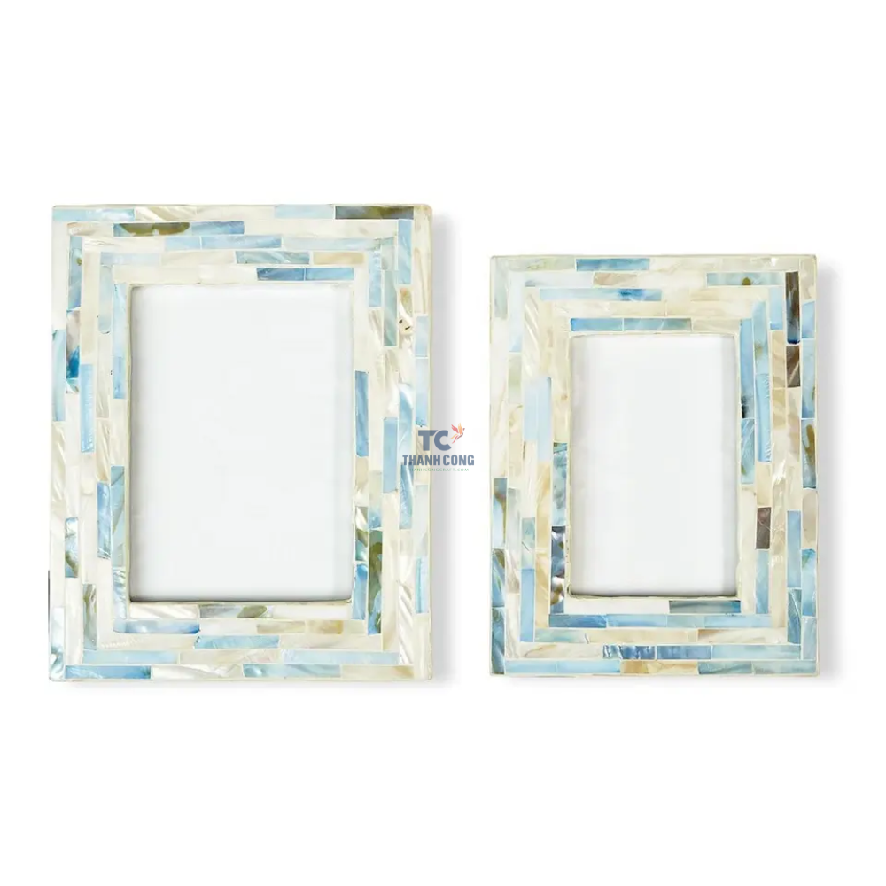 Hot Selling custom sizes table photo frame in mother of pearl inlay handmade wholesale capiz shell picture frame moulding