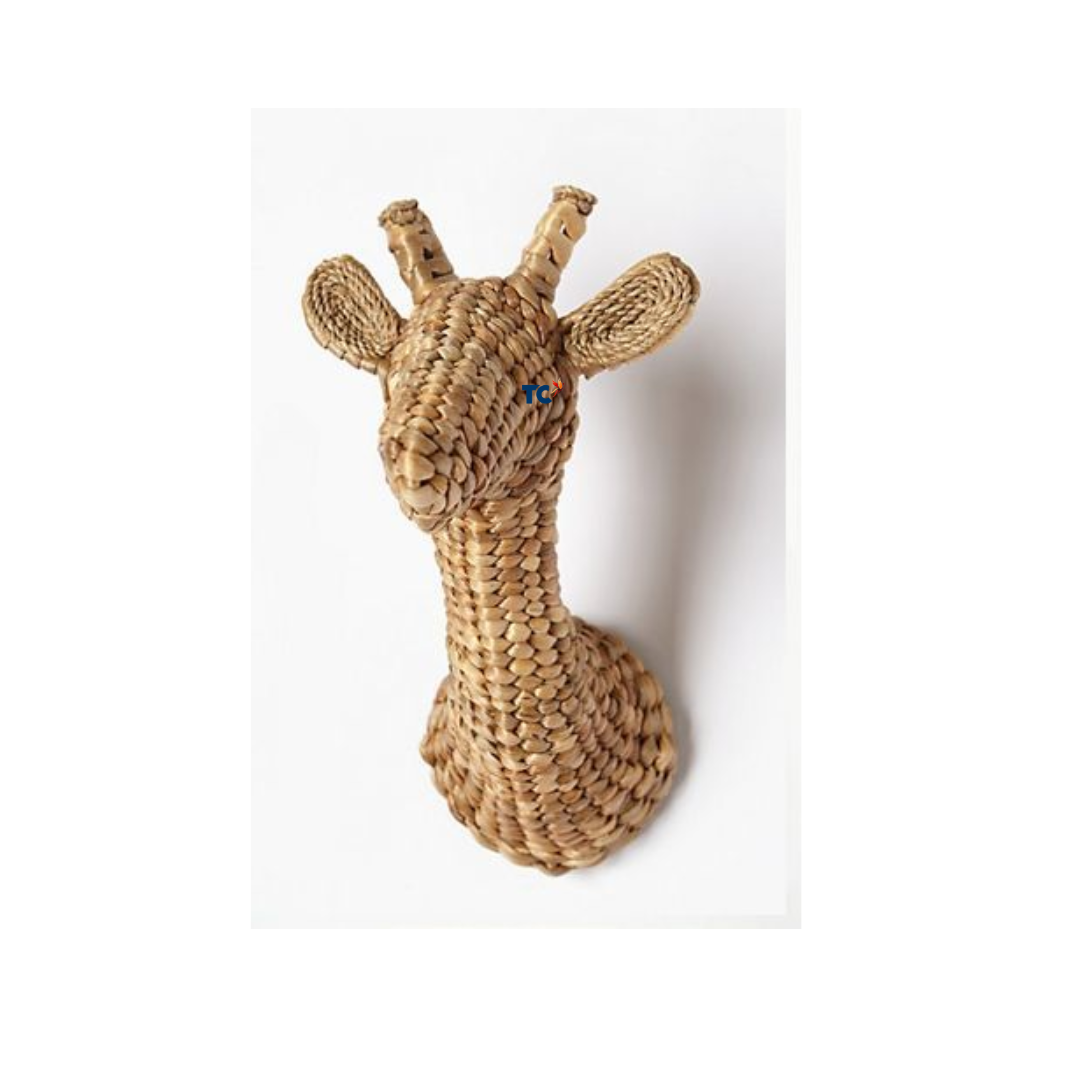 Natural Water Hyacinth/Wicker Baby GIRAFFE Head Wall decoration/mount/hanging for nursery or kids room