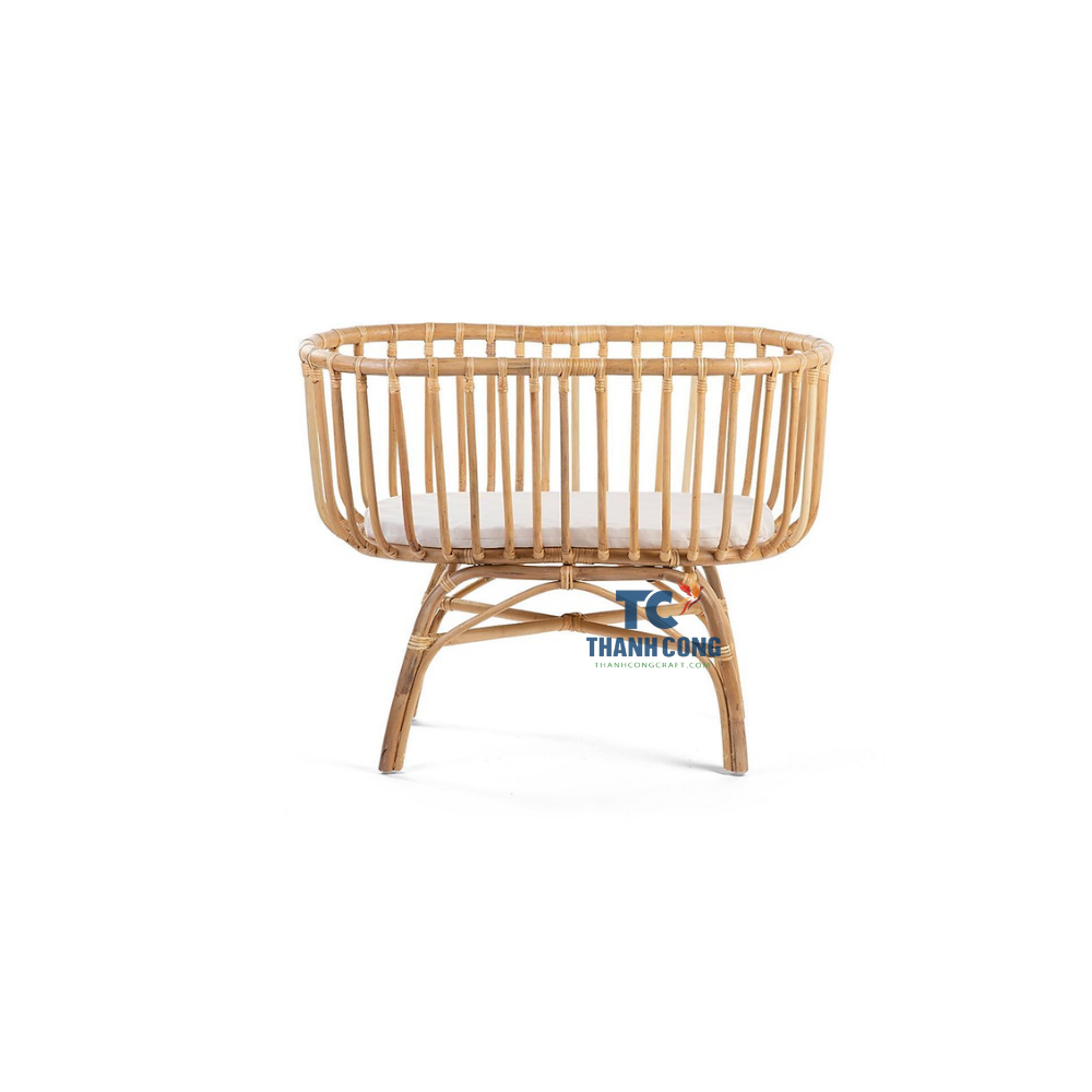 Eco-friendly Wicker Crib On Stand Handcrafted Rattan Baby Crib Woven Rattan Baby Cot Nursery Rustic Crib For Newborn Baby Room